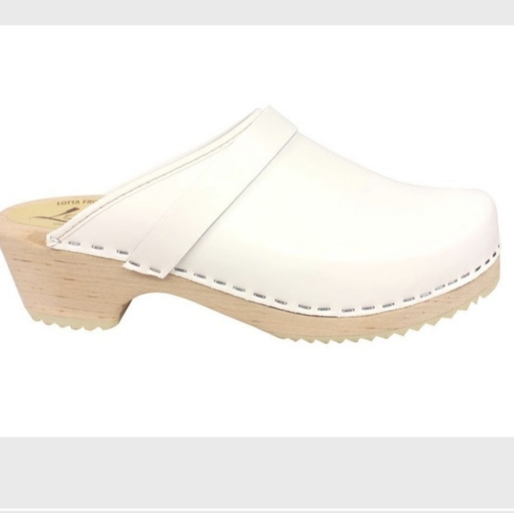 Lotta From Stockholm White Wooden Mules 8.0